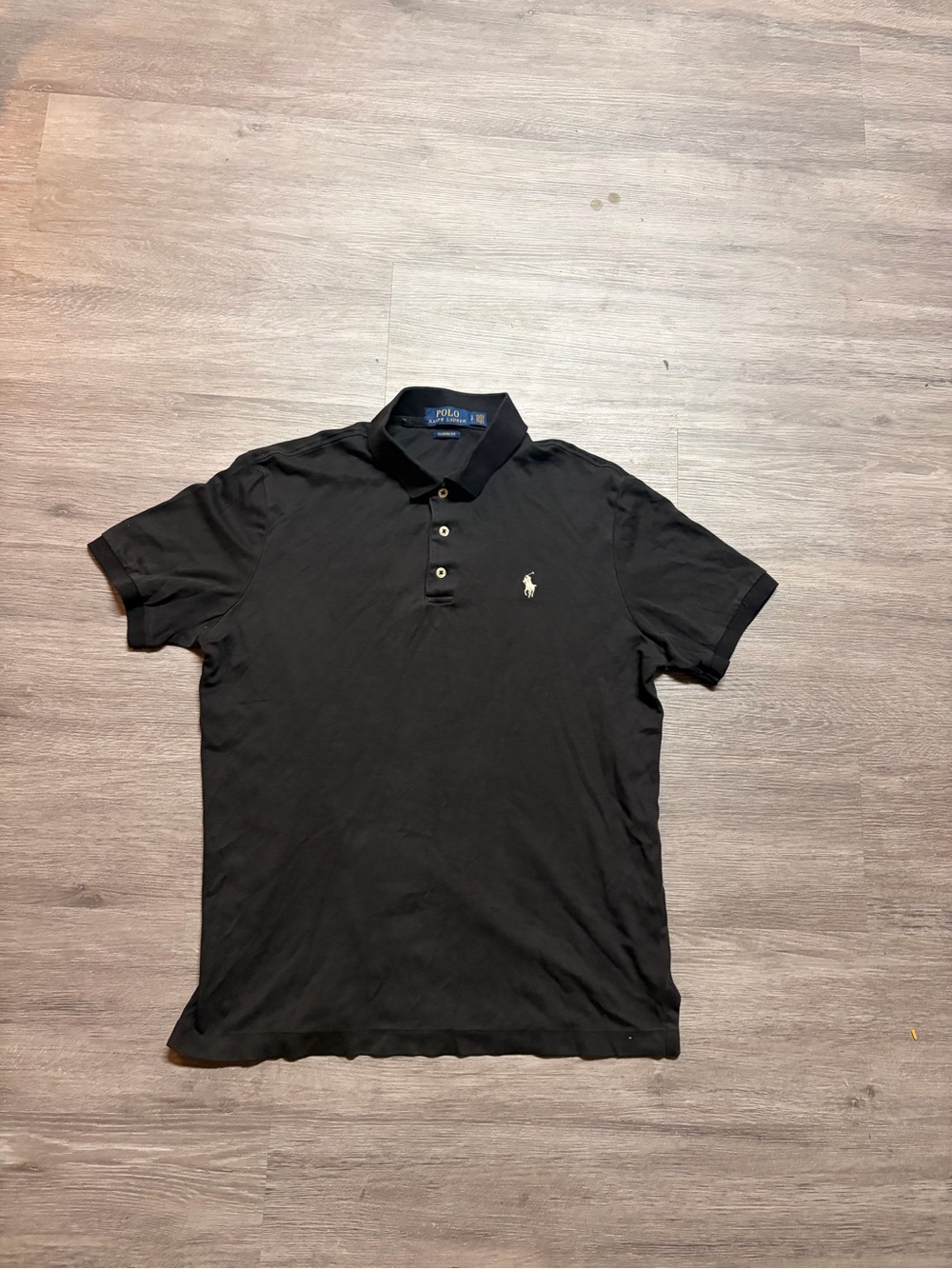 Polo by Ralph Lauren Black Short-Sleeve Polo with White Pony